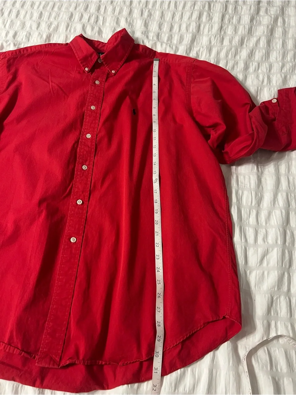 Ralph Lauren Blake Red Cotton Button Down Long Sleeve Shirt Vintage 90s Mens XL